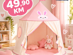 Dječiji platneni šator 116x116x123 cm roze šator za djecu NOVO