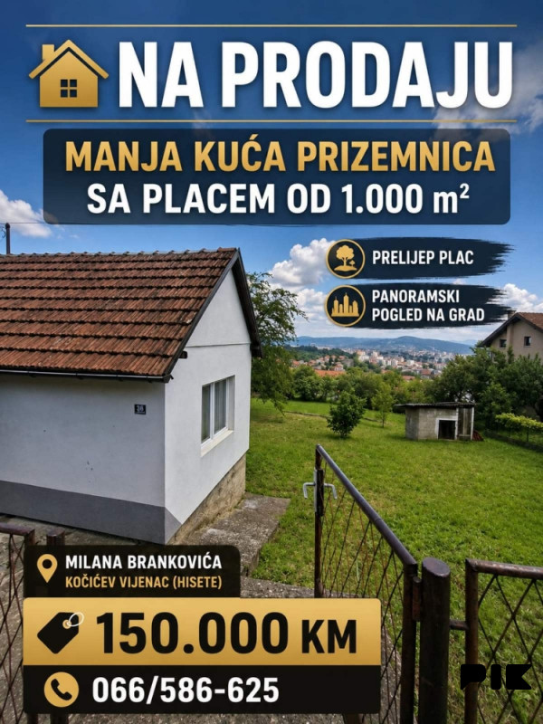 Kuća sa prostranim placem 1000 m2, Hisete, BL