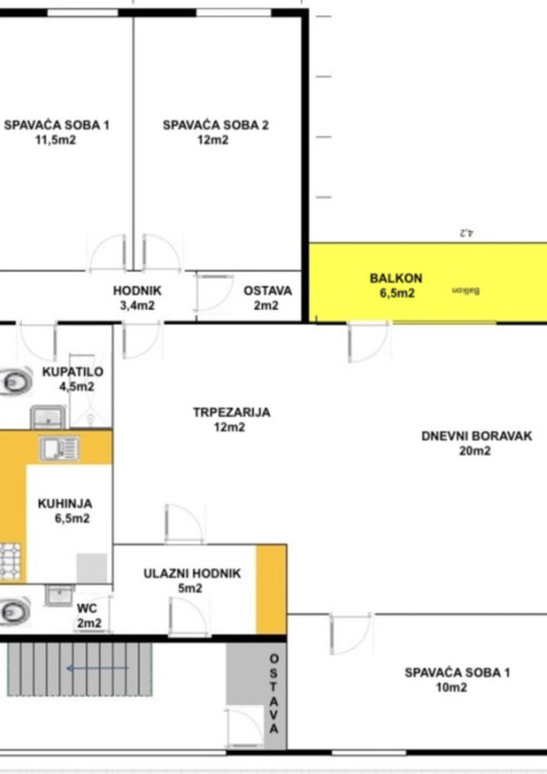 CIGLANE/ČETVEROSOBAN STAN/CENTAR/OSUNČAN/BALKON 7m2/2.sprat/88m2 4
