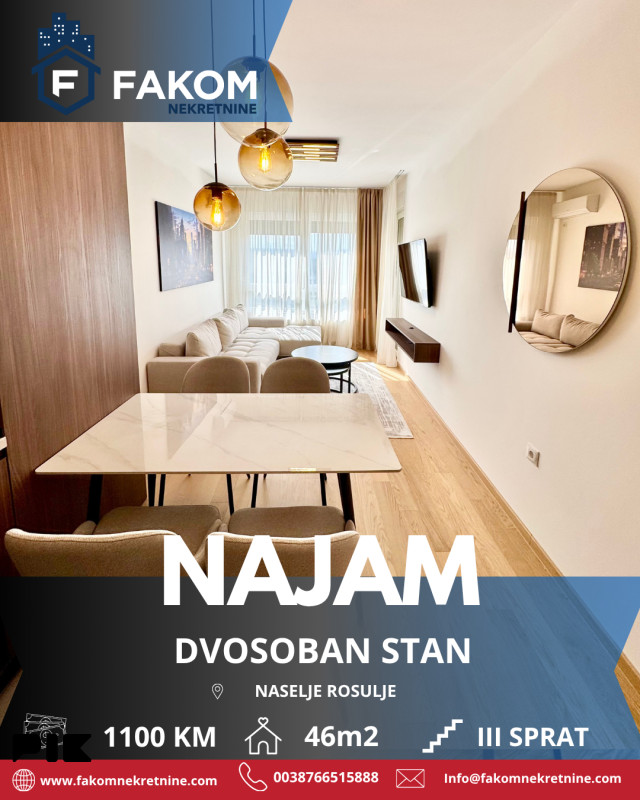 Iznajmljuje se LUX dvosoban stan sa garažnum mjestom