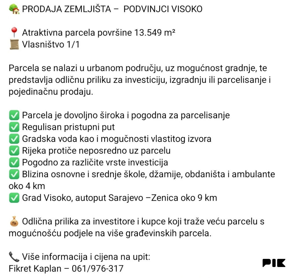 Zemljište Visoko 3