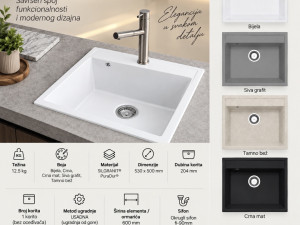 PREMIUM QUARTZ SUDOPERA SELENA - gratis sifon