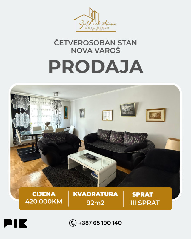 Na prodaju četverosoban stan sa dodatnom pogodnosti, Nova Varoš