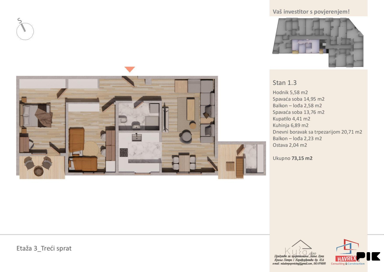 Stanovi i apartmani Banja Luka 73m2