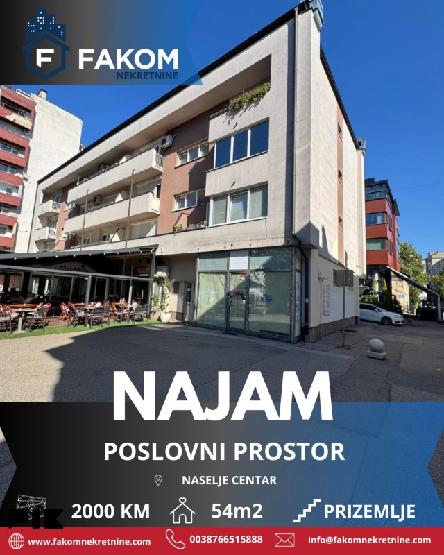 Iznajmljuje se poslovni prostor na atraktivnoj lokaciji, Centar