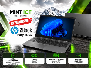 HP Zbook Fury 15 G7 i7-10850H; 64GB RAM; 512GB SSD; RTX 3000
