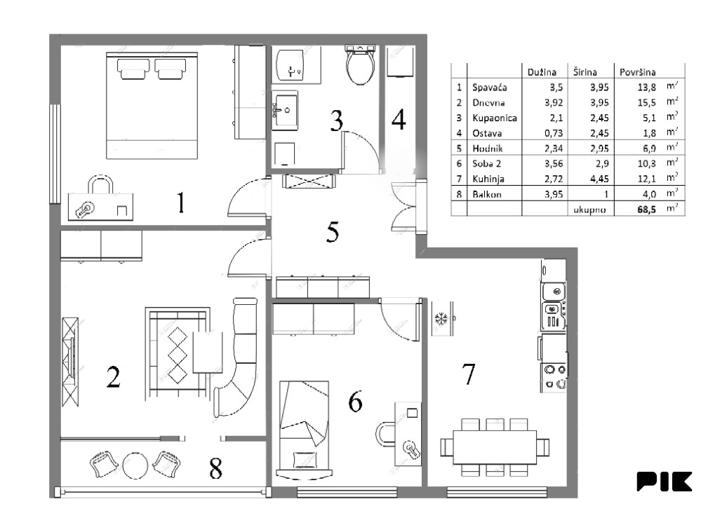 Trosoban stan 64m2 + balkon 4m2 | Centar Tuzle | lift | 4. sprat