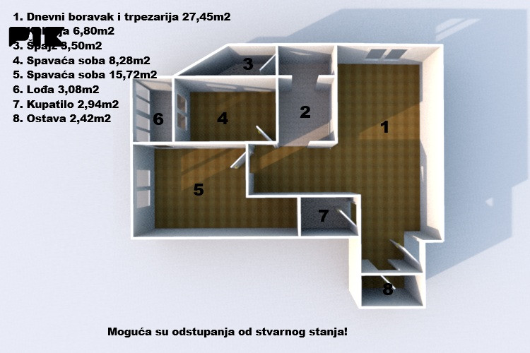 Namješten, trosoban stan, Nova Otoka, Otoka 19