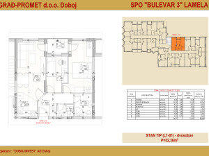 Stan, 52.36 m², Doboj
