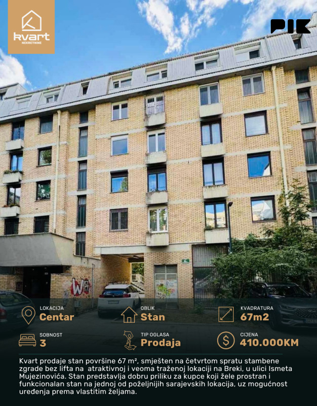 Stan Sarajevo - Centar - 67 m2 | Kvart Nekretnine