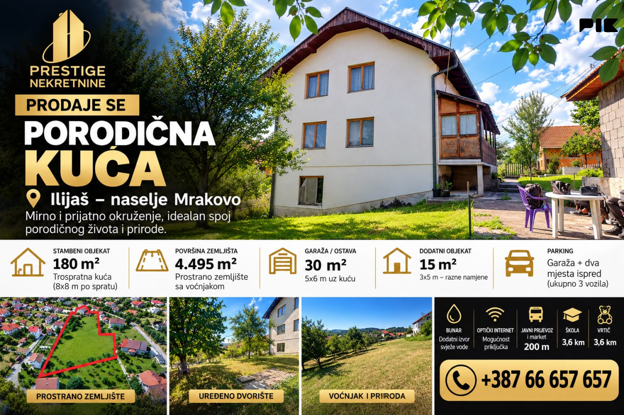 Kuća 180 m2 sa zemljištem 4495 m2 - Mrakovo - Ilijaš