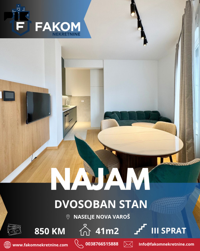 Iznajmljuje se nov i nekorišten stan u naselju Nova Varoš