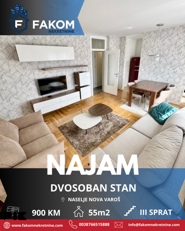 Iznajmljuje se moderan dvosoban stan u naselju Nova Varoš