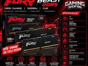 KINGSTON FURY 128GB Beast DDR5 5600MHz CL40 KIT
