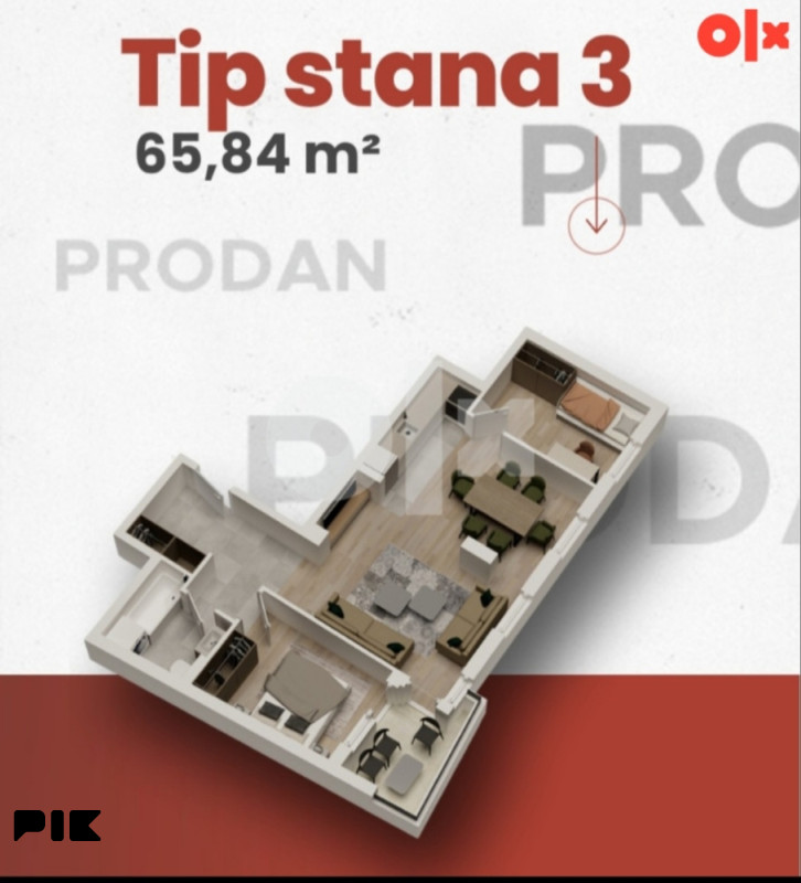 USELJIV STAN U CENTRU BL, 65,84m2 3
