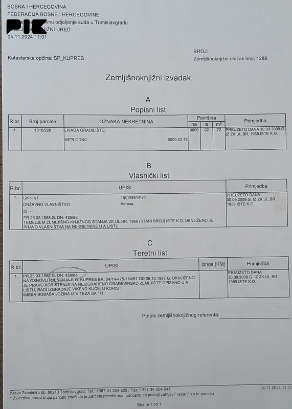 Zemljišta Kupres 3