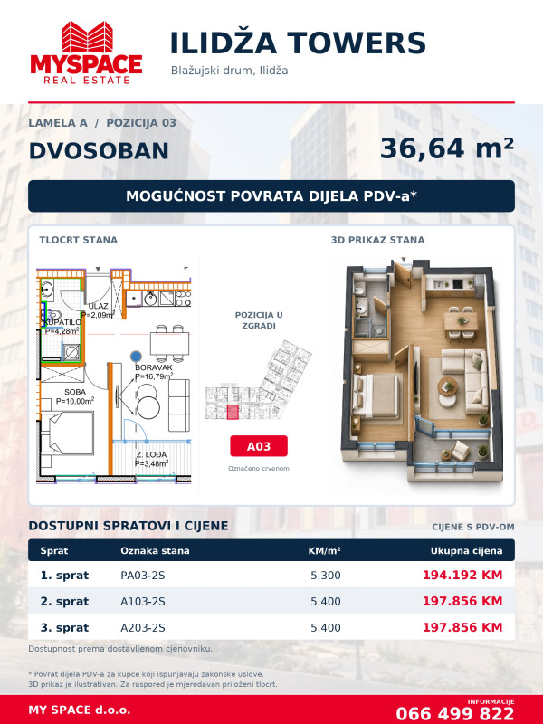 MY SPACE/ Stan/ ILIDZA TOWERS/ 36m2