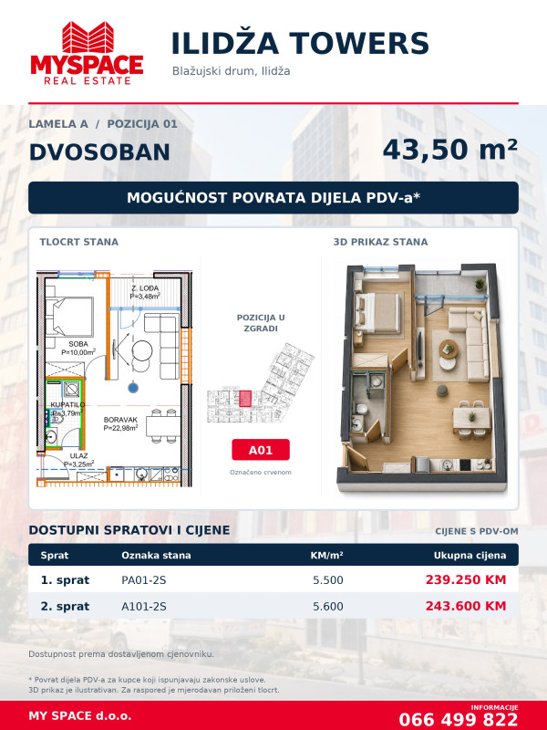 MY SPACE/ Stan/ ILIDZA TOWERS/ 43m2