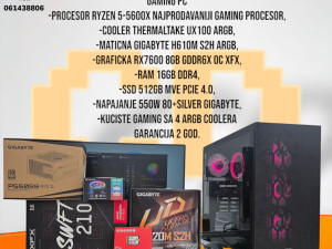 Gaming PC Ryzen 5-5600X,RX7600, 16GB RAM, 512GB SSD