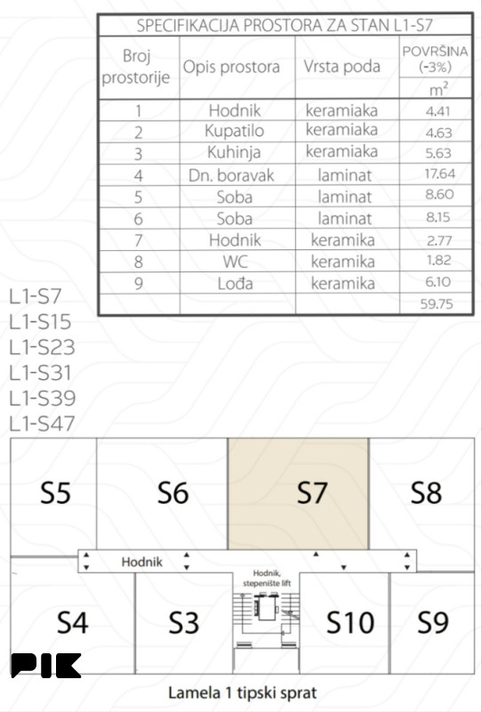 TROSOBAN STAN, 59,75m2, BORIK 2
