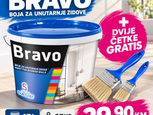 BRAVO - BOJA ZA UNUTARNJE ZIDOVE 15L / 25KG + 2 ČETKE GRATIS