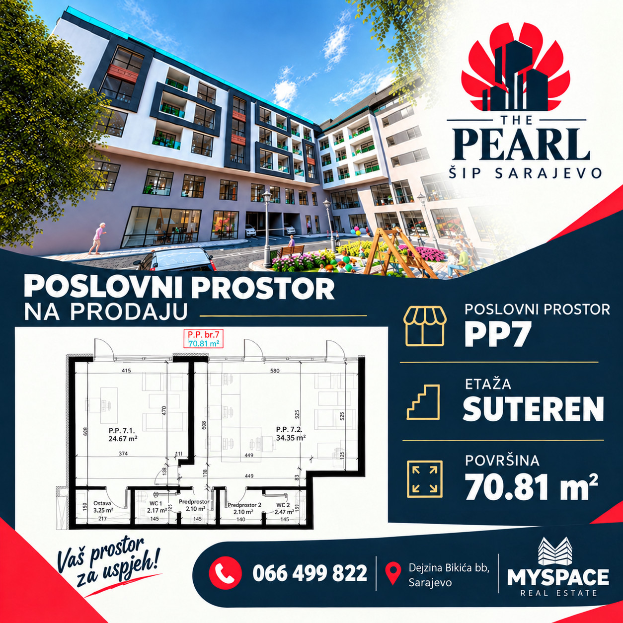 MY SPACE/ Poslovni prostor/ Sip/ THE PEARL/ 70m2