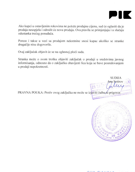 Zemljišta Gladno polje Ilidža- Sudska prodaja 2