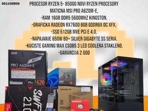 GAMING PC Ryzen 5-8500G, RX7600, RAM 16GB DDR5, 512GB SSD MVE