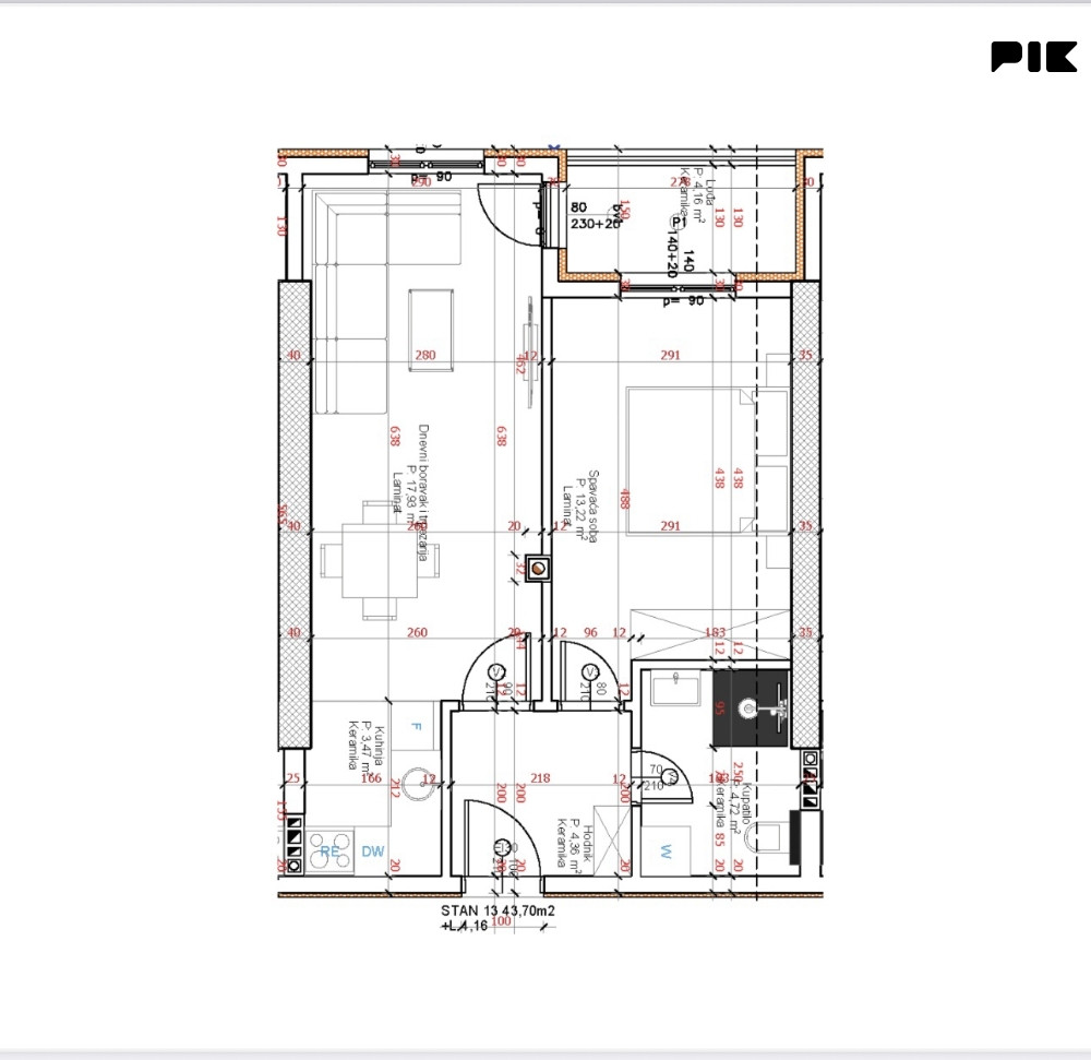 Dvosoban stan u novogradnji / NOVA DOBRINJA / 46.98m2 2