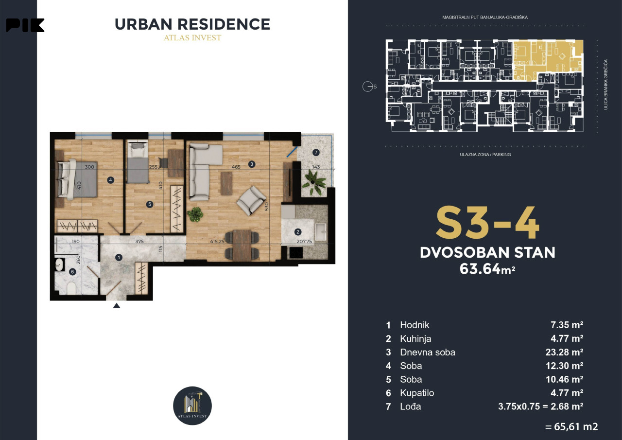 Stanovi i apartmani Banja Luka 65.61m2
