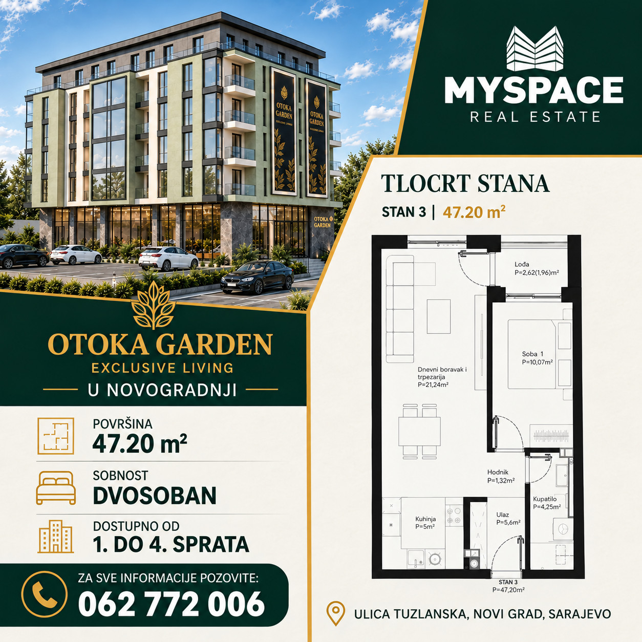 MY SPACE/ Stan/ Dvosoban/ OTOKA GARDEN/ 47m2