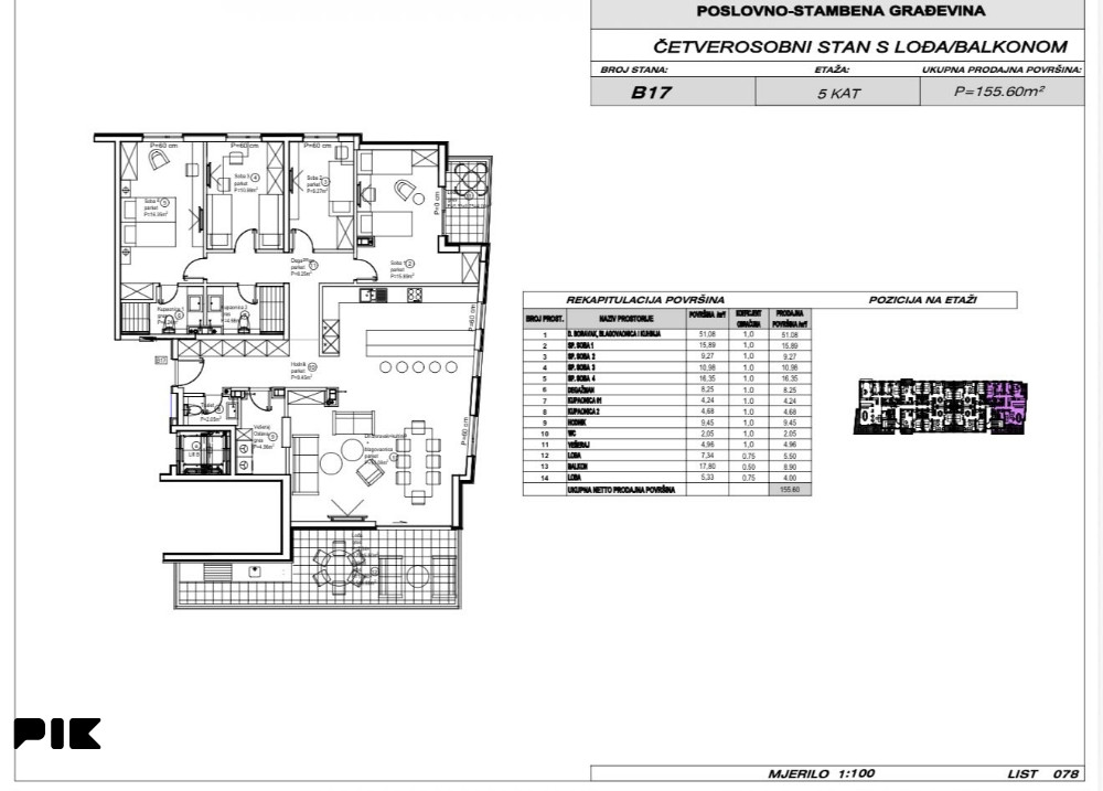 Ljubuški Living / luksuzni penthouse 4S 155.60m2 B17 u izgradnji 2