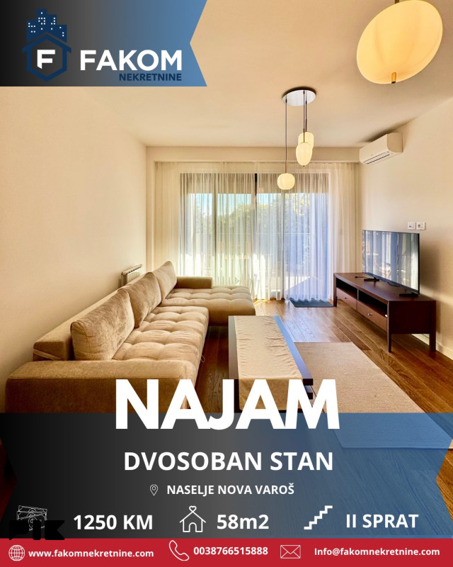 Iznajmljuje se nov i moderan dvosoban stan, SPO Grand Trade