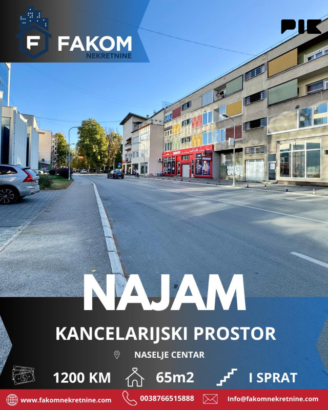 Iznajmljuje se kancelarijski prostor u Centru grada