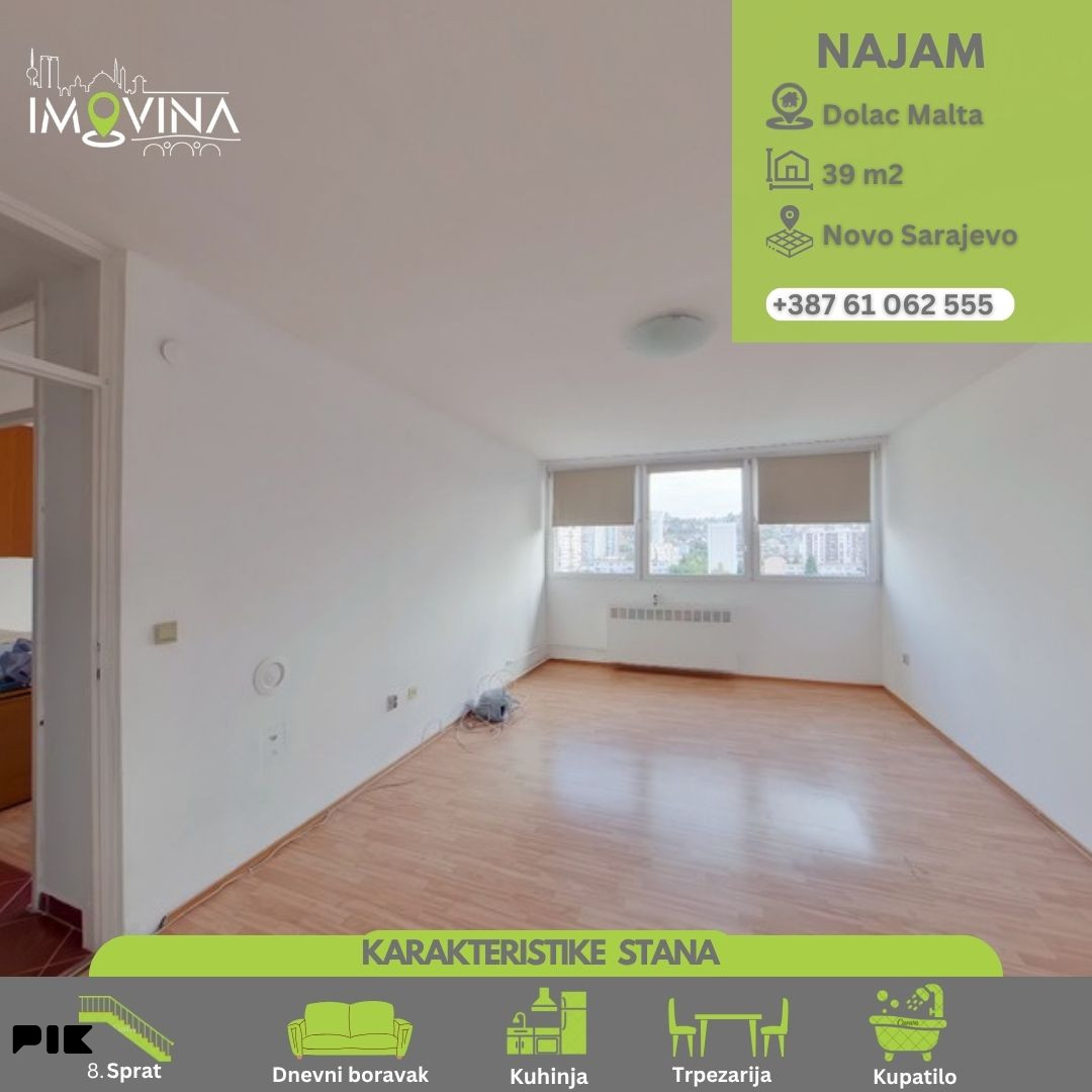 100983 Nenamješten stan za najam 39m2, Dolac Malta