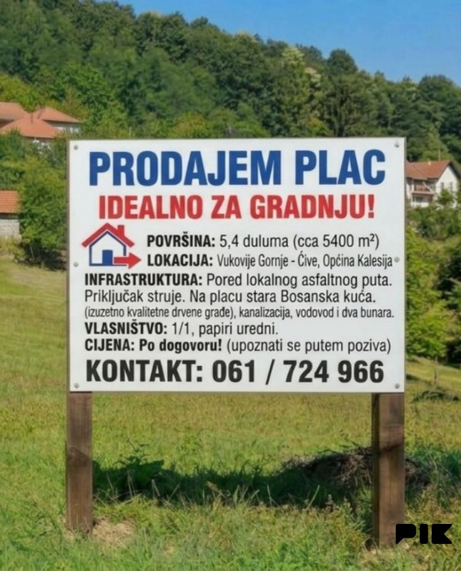 Zemljište Kalesija, Vukovije Gornje - Ćive