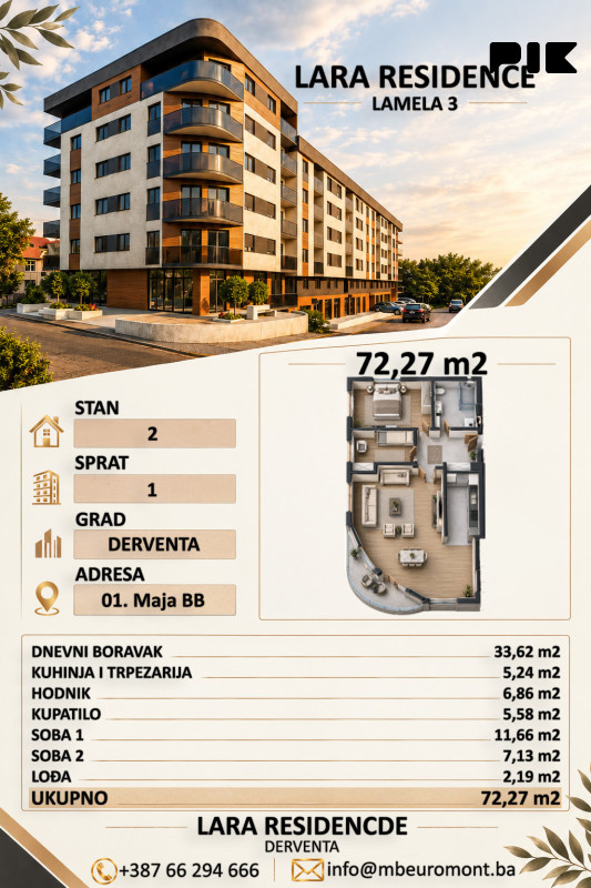 ***TROSOBAN STAN 72.27m2*** 2