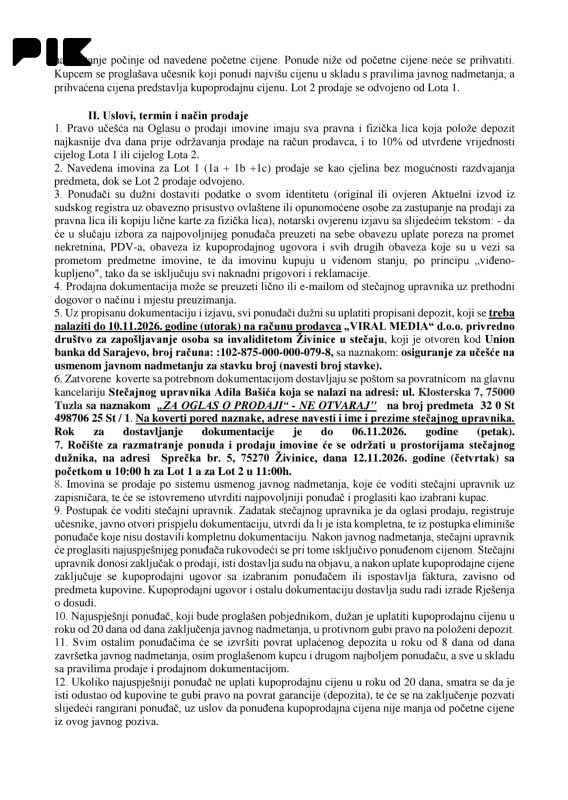 Zemljišta Živinice kraj magistrale 2