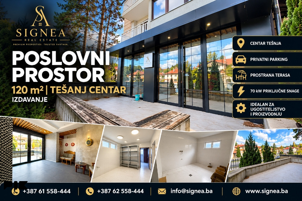 Poslovni prostor Tesanj centar 120 m2 parking i terasa