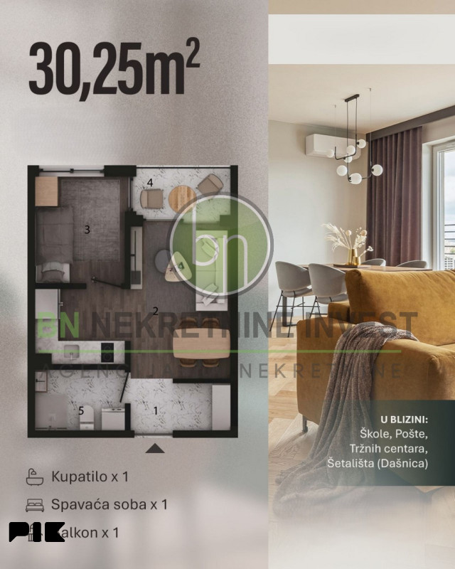 Stan od 30m2- Novogradnja