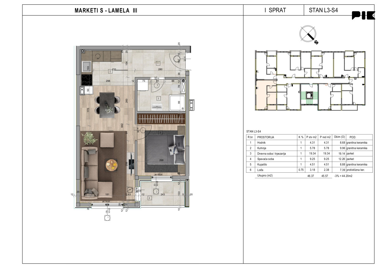 Dvosoban stan 44,20m2 Trn Laktaši 2