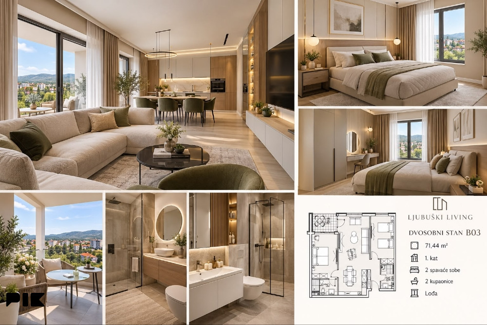 LJUBUŠKI LIVING / dvosobni stan 71.44 m2 B03 u izgradnji