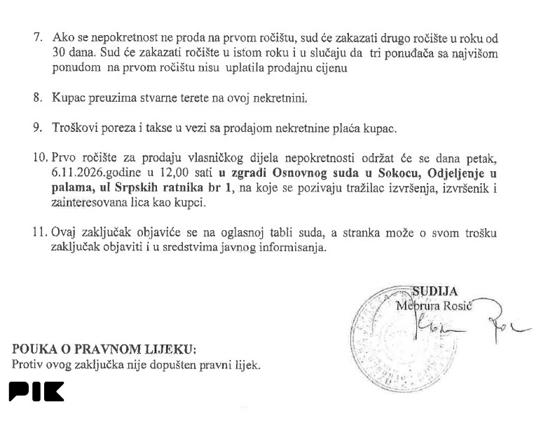 Poslovna imovina u Palama, pilana - sudska prodaja 2