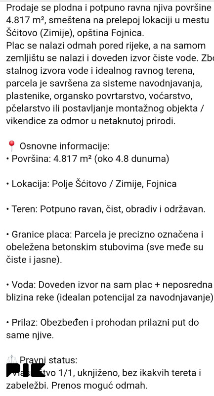 DIREKTNA PRODAJA ZEMLJIŠTA OD VLASNIKA (BEZ PROVIZIJE)