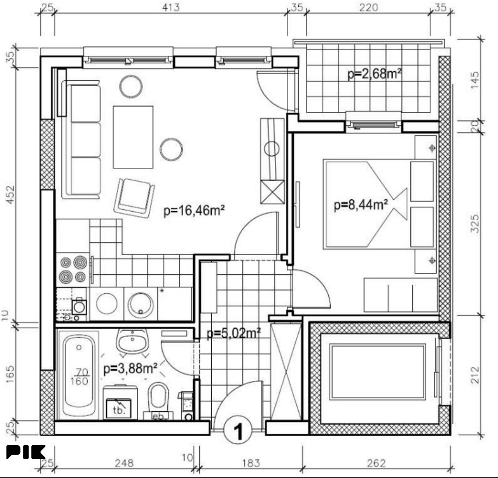 Stan/apartman Istočno Sarajevo 36m2 jednosoban 2