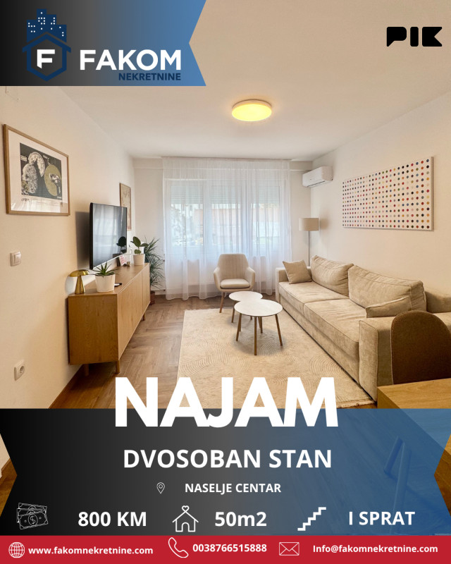 Iznajmljuje se dvosoban stan u centru grada
