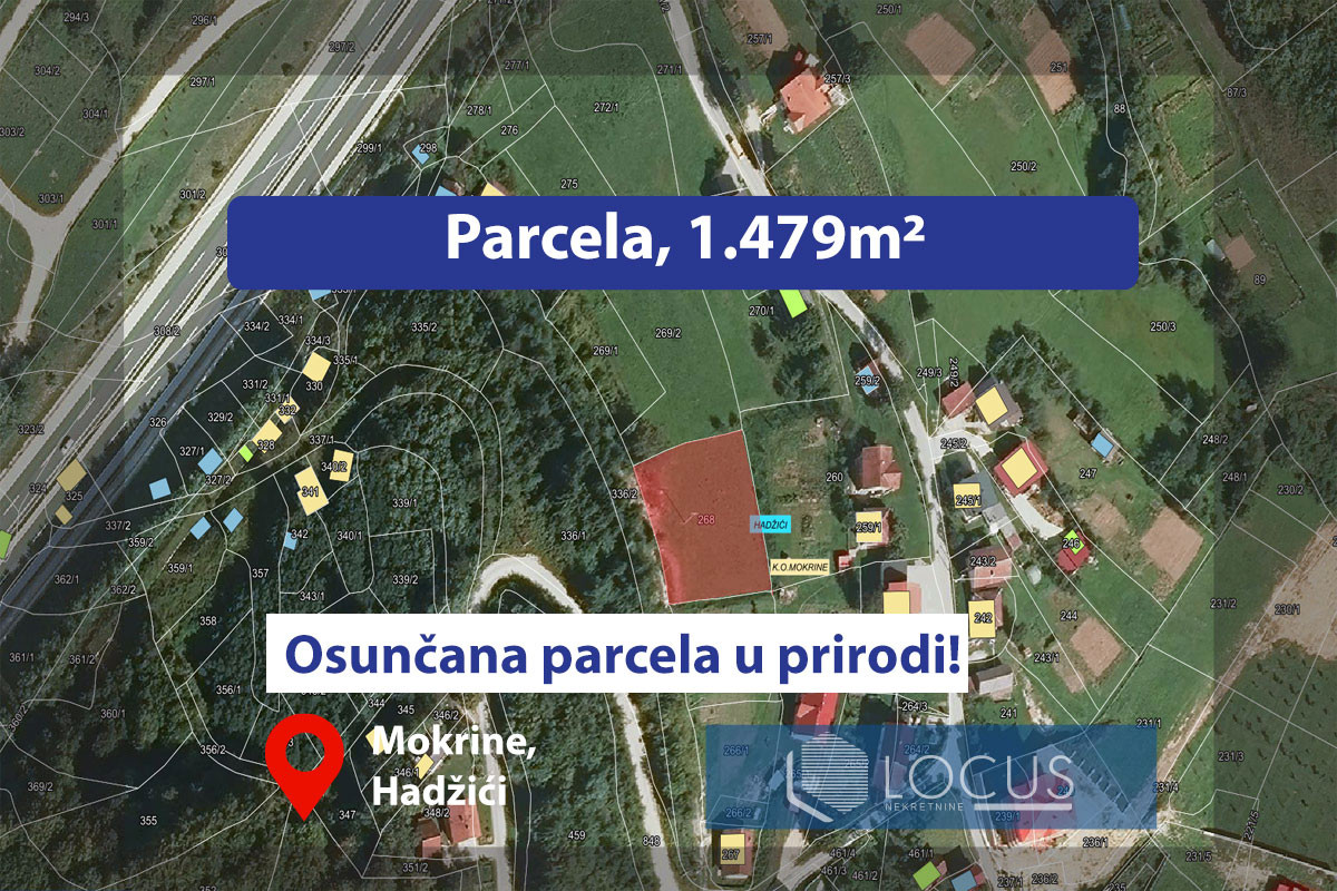 LOCUS: Zemljište površine 1.479m2, Mokrine, Hadžići