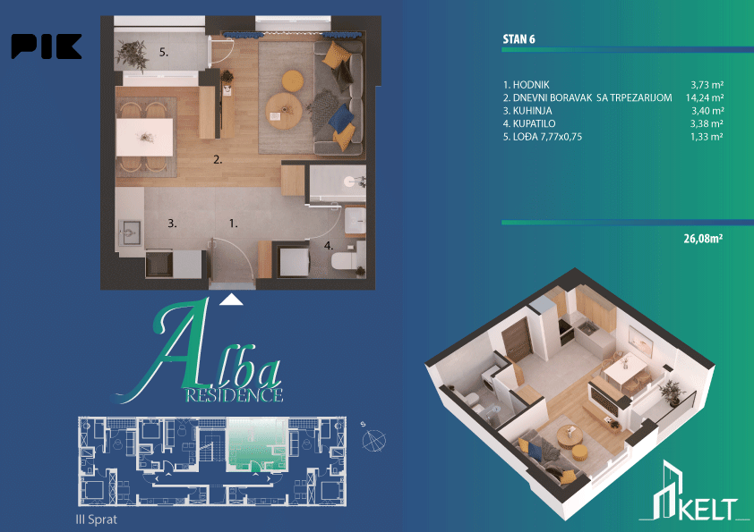 Garsonjera [26.08m2] Banja Luka 3