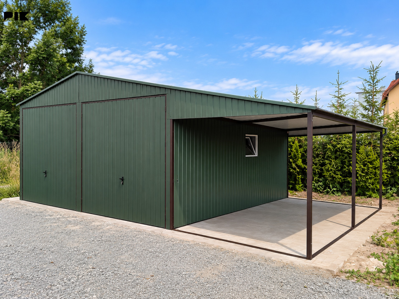 Montažni objekti MONTAŽNA LIMENA GARAŽA 6x6 NADSTREŠNICA 2,5 x6 m