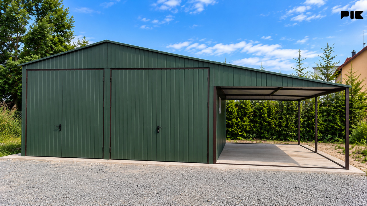 Montažni objekti MONTAŽNA LIMENA GARAŽA 6x6 NADSTREŠNICA 2,5 x6 m 2